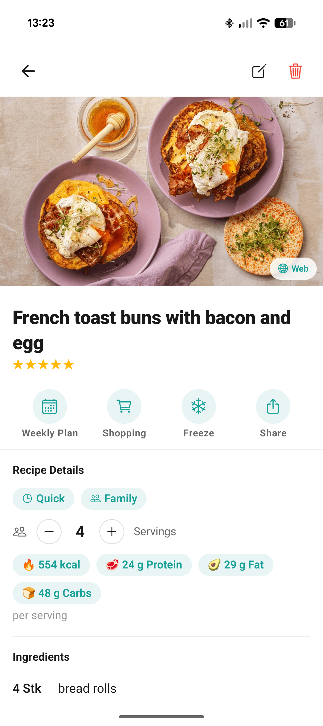 Recipe view