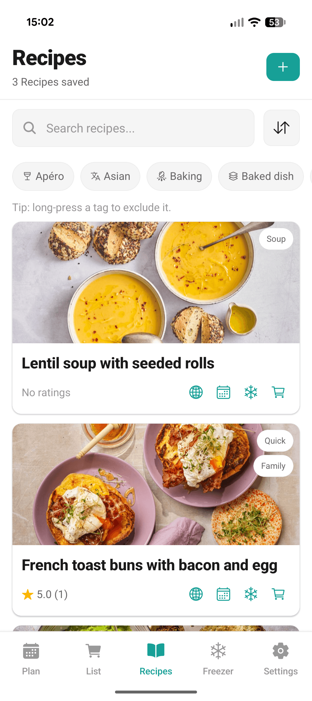 Recipe overview