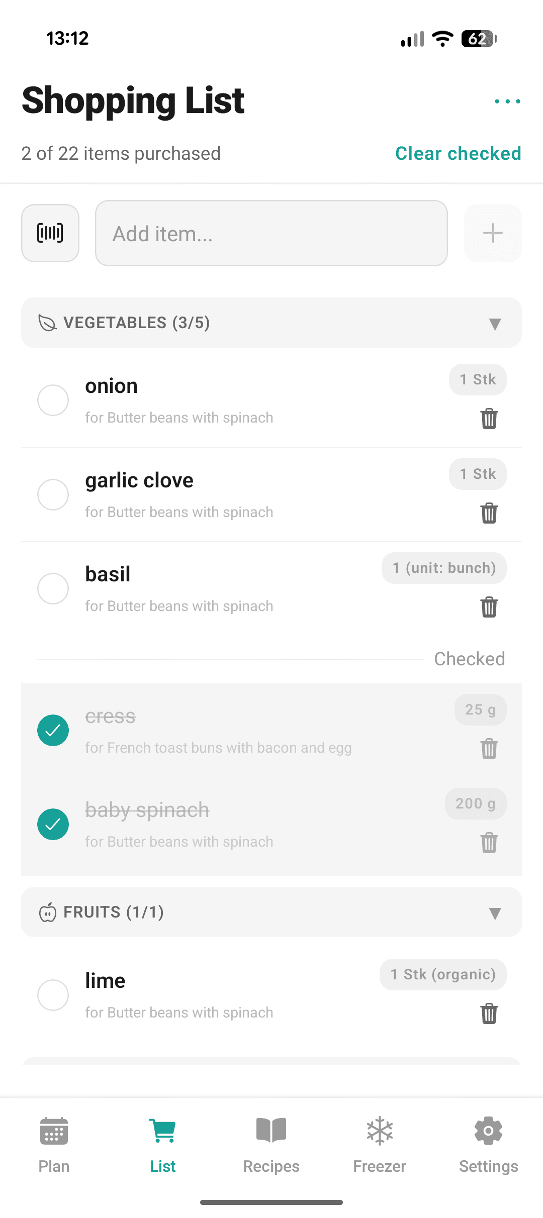 Shopping list