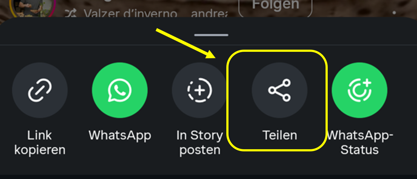 Share menu with the option to open more apps